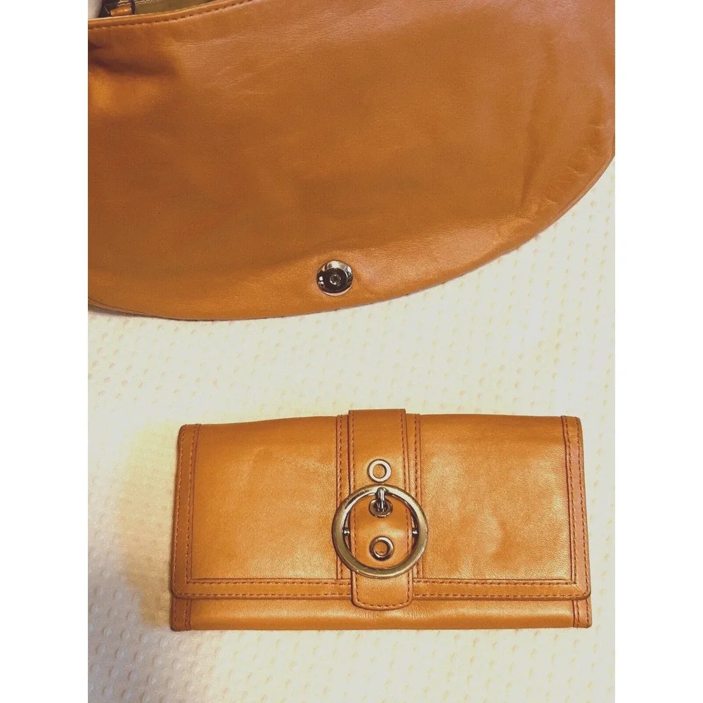 COACH - Genuine Leather - Hobo - Shoulder Bag #13652 - Tangerine - PLUS WALLET